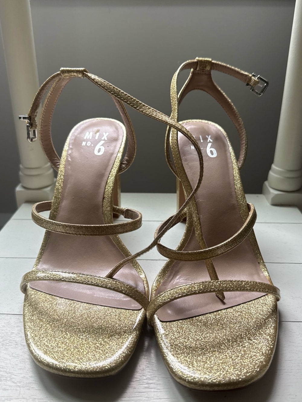 Mix No. 6 Glitter Gold Strappy Sandals
